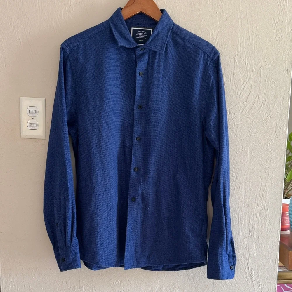 Charles Tyrwhitt Slim Fit Men's Deep Blue Casual Shirt Medium - Picture 1 of 6